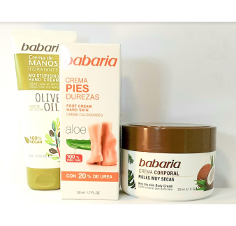 PACK  BABARIA hydratation mains pieds et corps