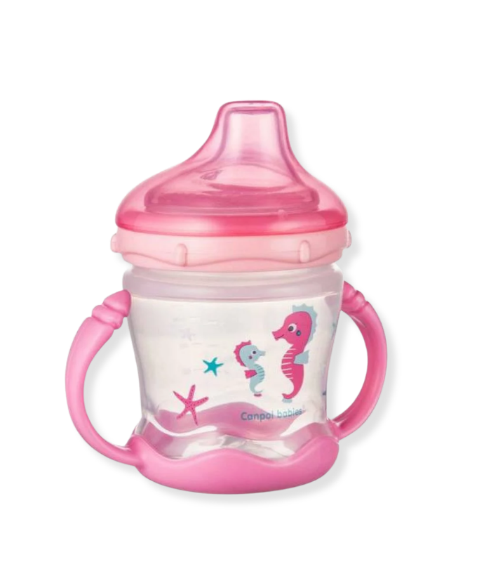CANPOL_TASSE_D'APPRENTI_ROSE_SWEETS_FUN_A_ANSES_BEC_SILIC_180ML_57_300[1]