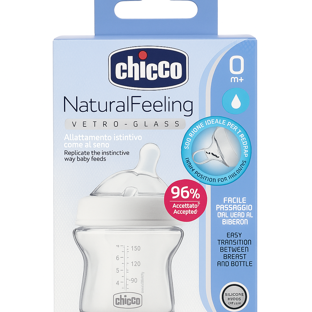 chicco-bib-en-verre-bleu-150ml CHICCO BIB EN VERRE BLEU 150ML – Image 1