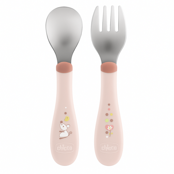 CHICCO COUVERTS EN METAL ROSE 18M+