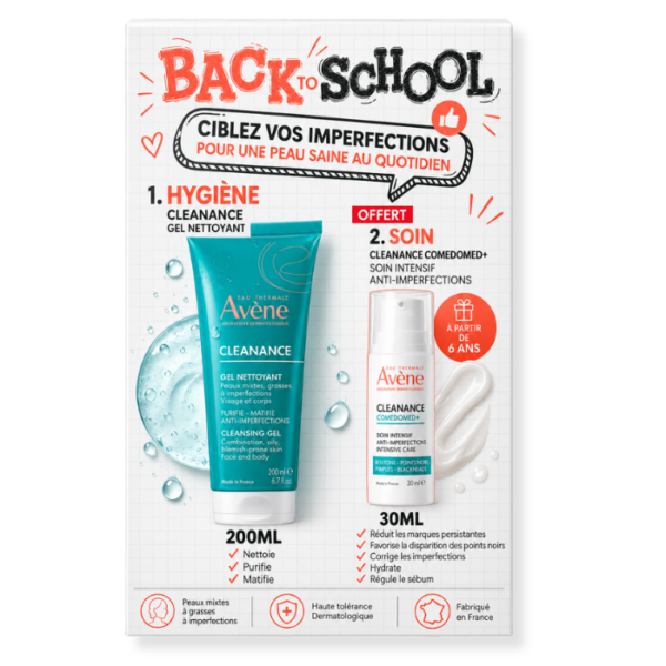 AVENE CLEANANCE COMEDOMED+ 30ML + GEL NETTOYANT CLEANANCE 200ML OFFERT